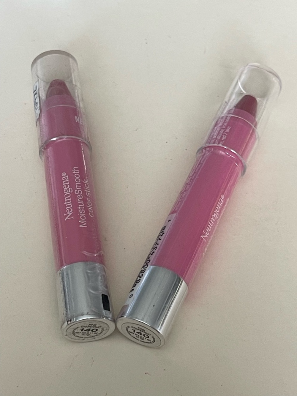 2 PACK Neutrogena Color Stick, Pink Grapefruit #140, 0.011 oz NEW SEALED